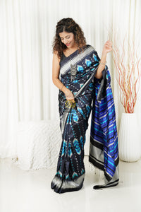 Odisha Ikkat Pure Silk Saree-Midnight Blue Saree