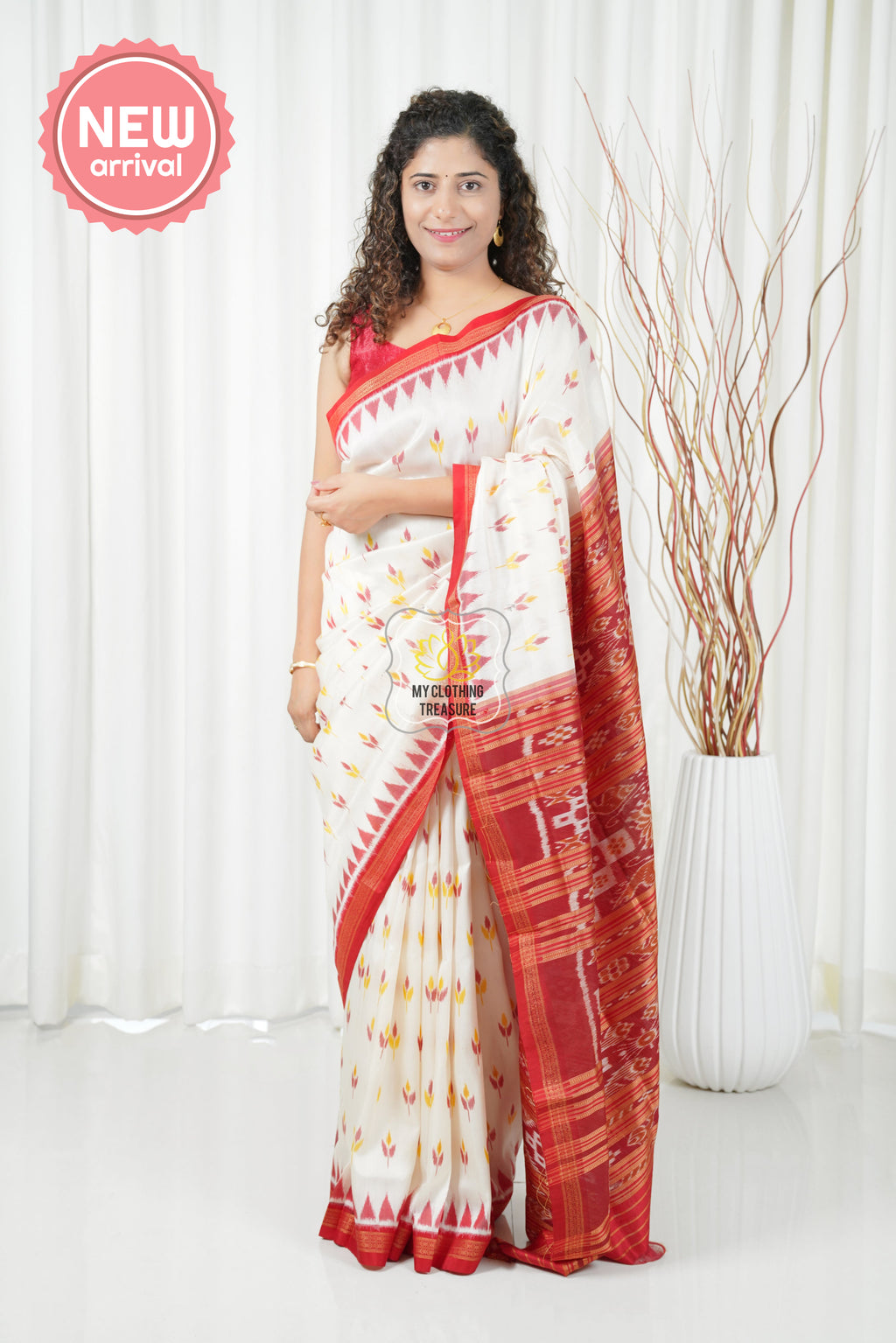 Odisha Ikkat Pure Silk Saree - Off White
