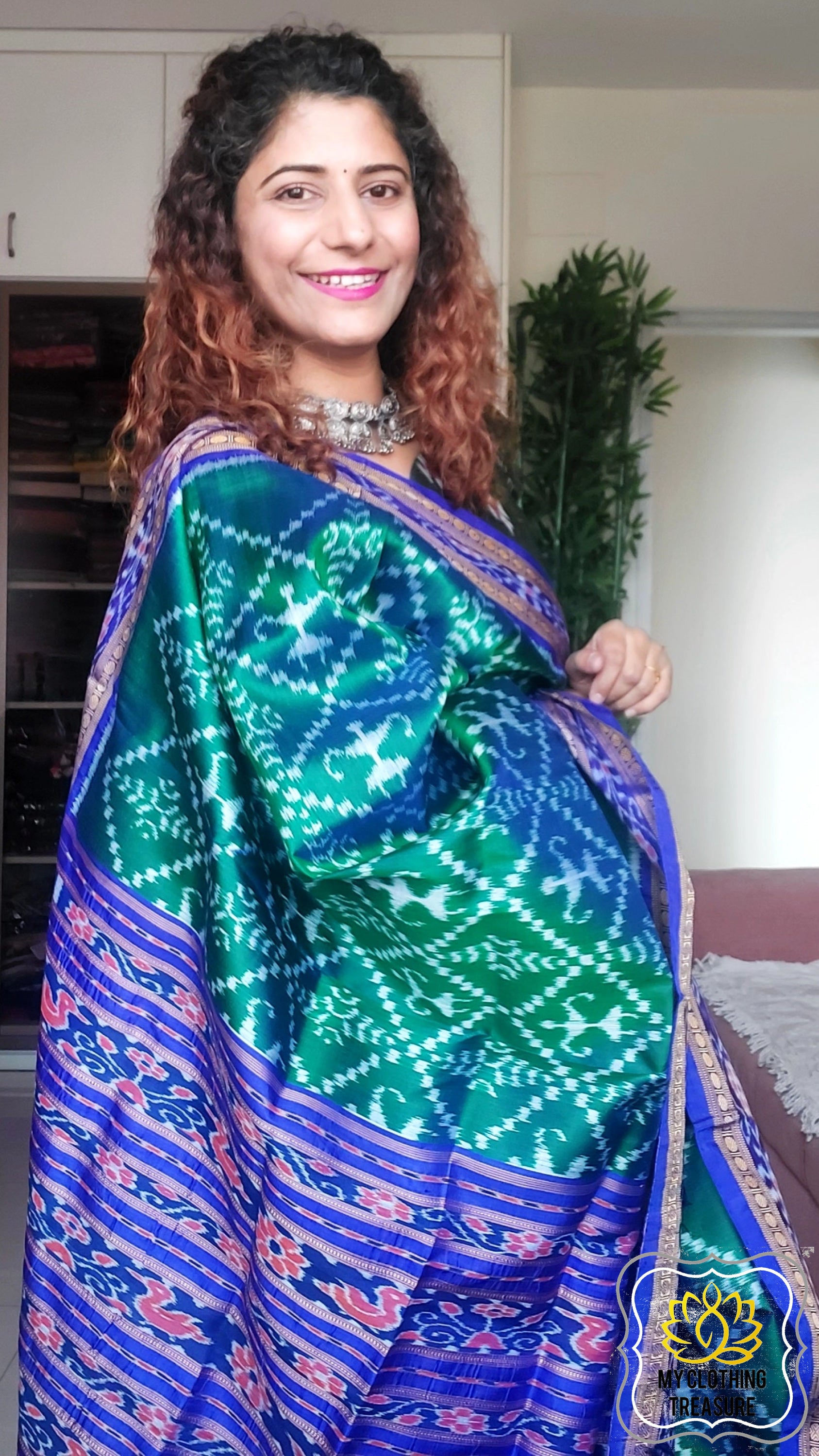 Odisha Ikkat Pure Silk Saree- Shot Green Saree