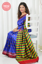 Load image into Gallery viewer, Odisha Ikkat Pure Silk Saree - Tulips On Royal Blue
