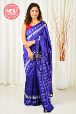 Load image into Gallery viewer, Pasapali Pallu Odisha Ikkat Khandua Silk Saree - Indigo
