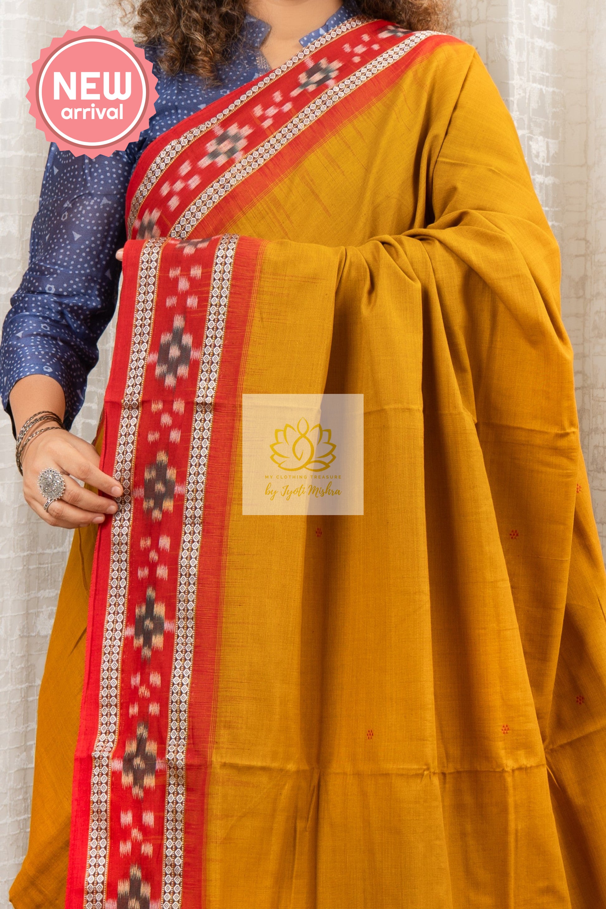 Plain Body Khandua Cotton Saree - Khaki Saree