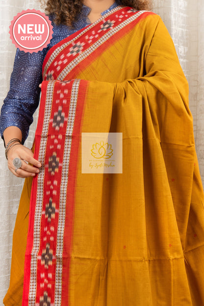 Plain Body Khandua Cotton Saree - Khaki Saree