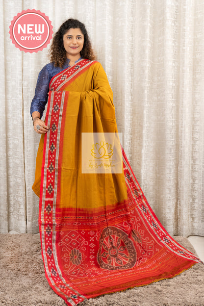 Plain Body Khandua Cotton Saree - Khaki Saree