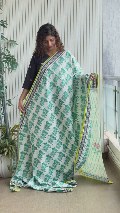Hand Block Print Pure Cotton Saree