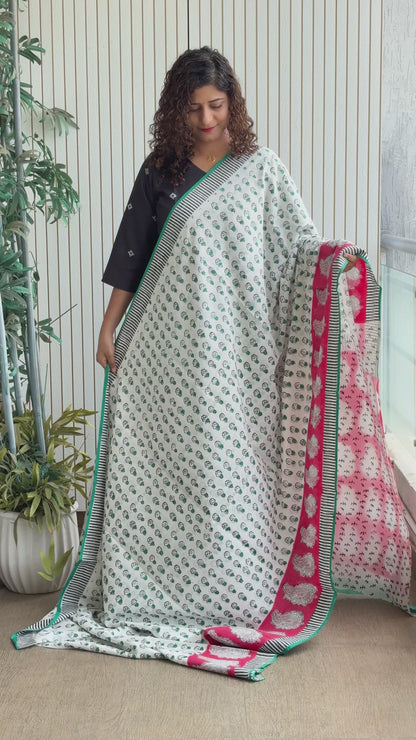 Hand Block Print Pure Cotton Saree