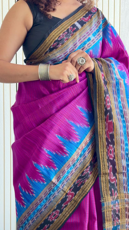Sachipaar Khandua Silk Saree: Magenta