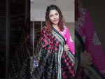 Load and play video in Gallery viewer, Checkered Khandua Silk Saree- Red &amp; Black
