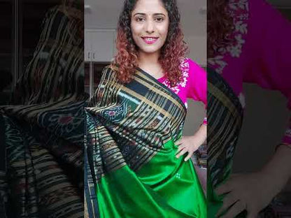 Pasapali Border Khandua Ikkat Silk Saree - Green