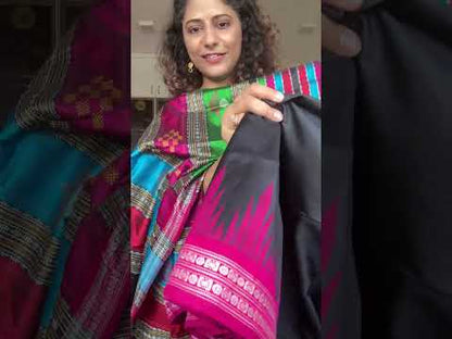 Exclusive Ganga Jamuna Border Double Pallu Berhampuri Pure Silk Patta Saree - Black