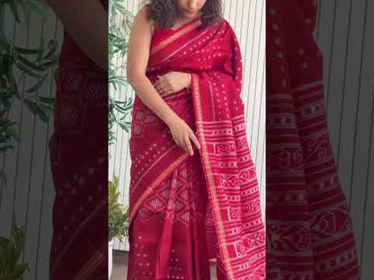 Exclusive Odisha Ikkat Pure Silk Saree - Earthy Red
