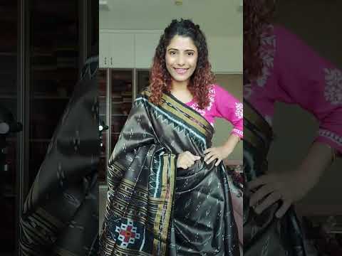 Odisha Ikkat Khandua Silk Saree - Mayura Chandrika-Dark Olive