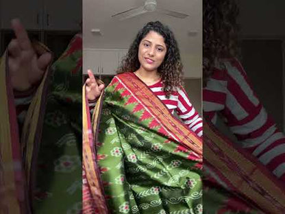 Odisha Handloom Khandua Silk (Patta) Saree - Henna Green