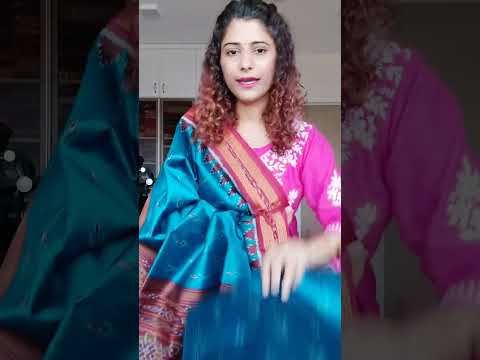 Odisha Ikkat Khandua Silk Saree - Mayura Chandrika- Cyan and Maroon