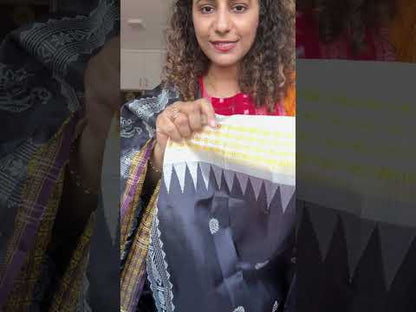 Exclusive Double Pallu Berhampuri Pure Silk Patta Saree - Black