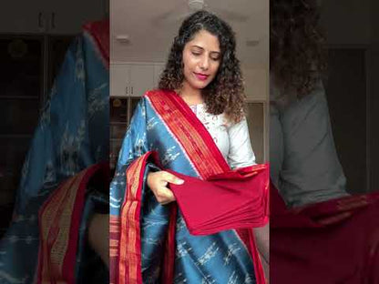 Odisha Ikkat Khandua Silk Saree- Teal