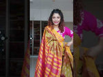 Load and play video in Gallery viewer, Odisha Ikkat Khandua Silk Saree - Mayura Chandrika- Dual Tone Henna
