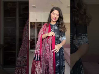 Ajrakh on Modal Rayon- Red