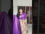 Load and play video in Gallery viewer, Hand Painted Madhubani Ghicha Tussar Silk Palla Slub Silk Saree - Purple
