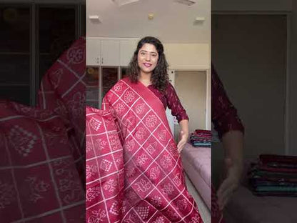 Exclusive Odisha Ikkat Nabakothi Pure Silk Saree- Carrot Red