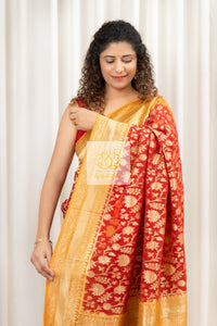 Pure Banarasi Kaddi Georgette Saree- Deep Red Saree