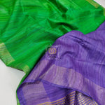 Load image into Gallery viewer, Pure Ghichha Tussar Silk With Zari Border-Green Purple Saree
