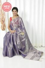 Load image into Gallery viewer, Pure Tissue Mulmul Handwoven Saree - Lavender
