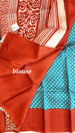 Load image into Gallery viewer, Murshidabad Pure Silk Sarees Hand block Print- Blue
