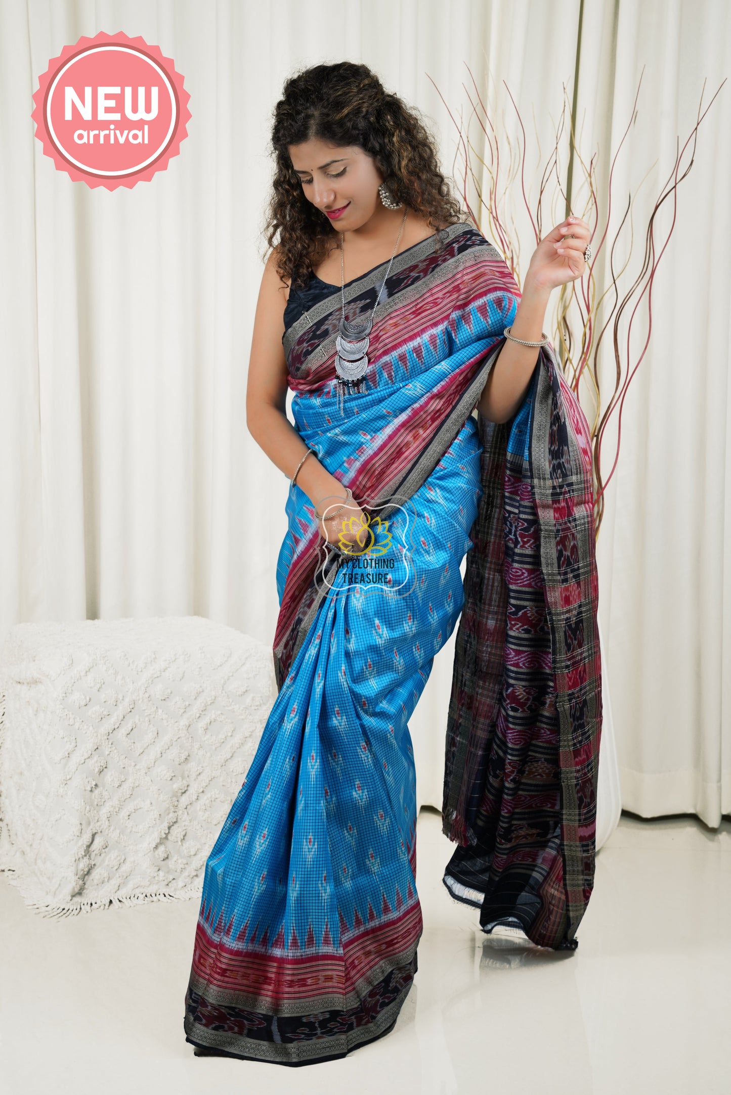 Sachipaar Chandrika Khandua Silk Saree: Sky Blue Saree