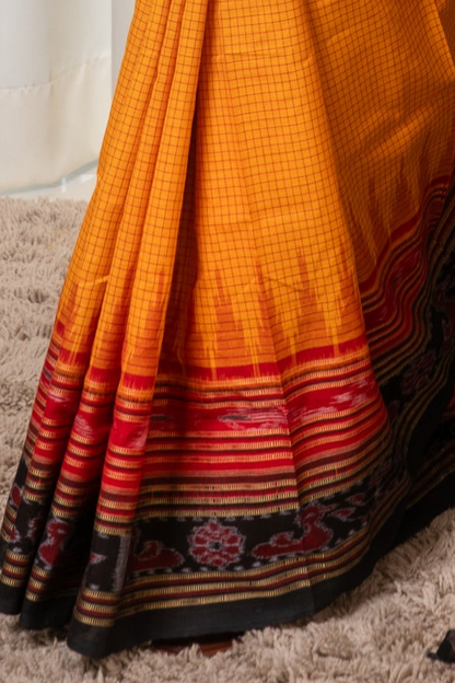Sachipaar Khandua Cotton Saree: Yellow