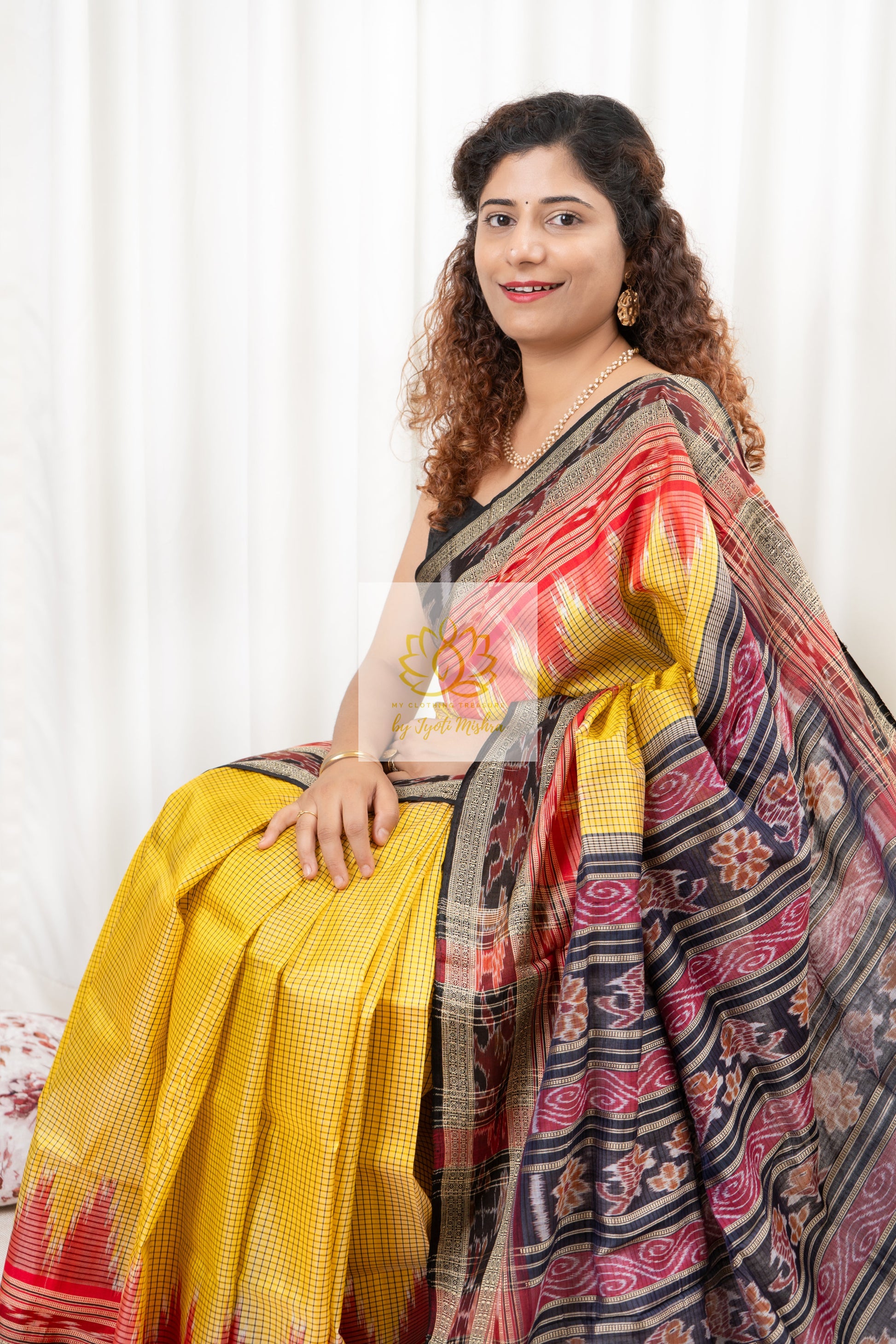 Sachipaar Khandua Silk Saree: Yellow Saree