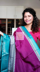 Zari Checks Dola Silk Saree - Burgundy