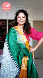 Load image into Gallery viewer, Zari Checks Dola Silk Saree - Green
