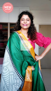 Zari Checks Dola Silk Saree - Green