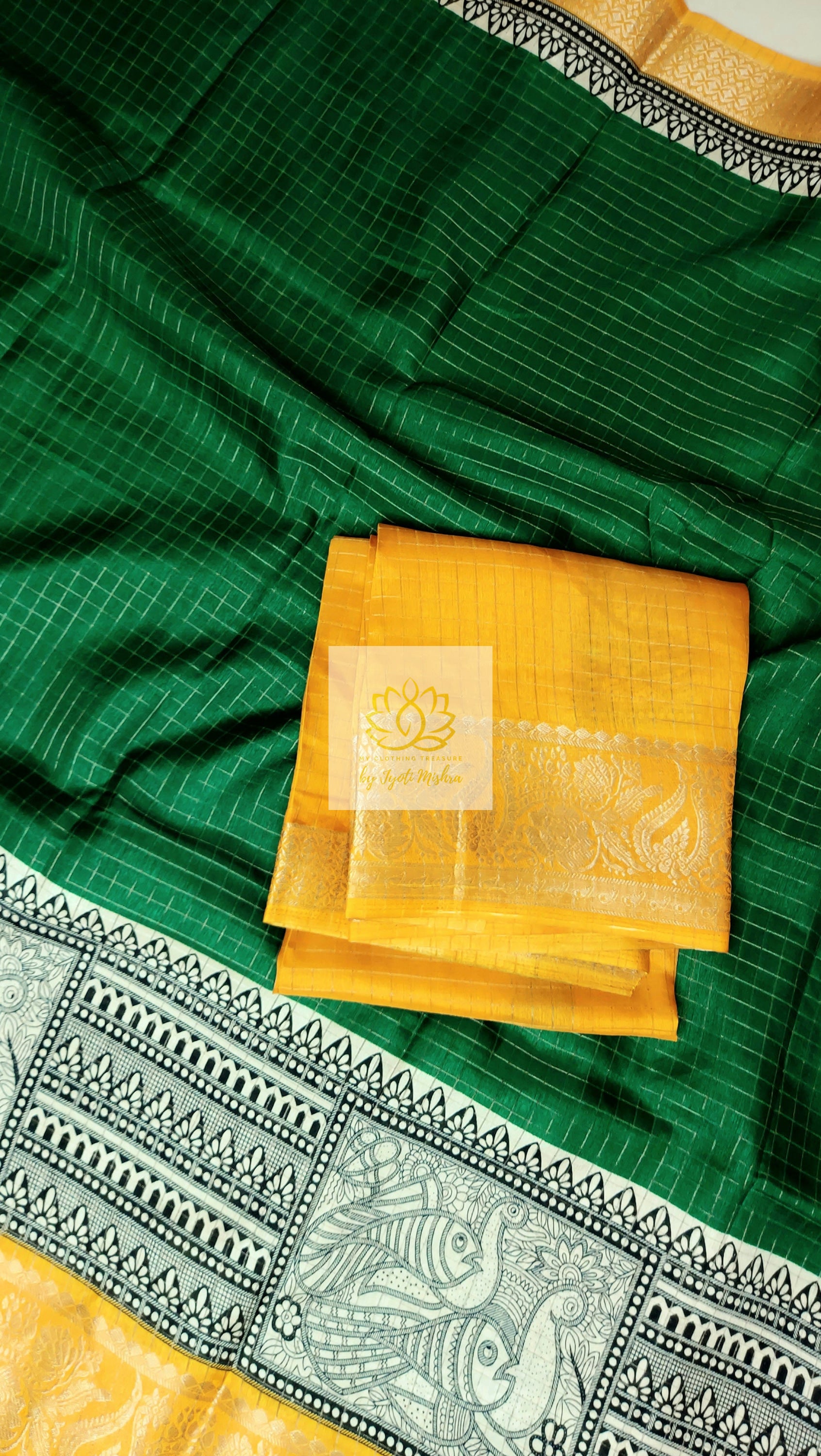 Zari Checks Dola Silk Saree - Green