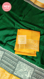 Load image into Gallery viewer, Zari Checks Dola Silk Saree - Green
