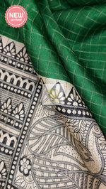 Load image into Gallery viewer, Zari Checks Dola Silk Saree - Green
