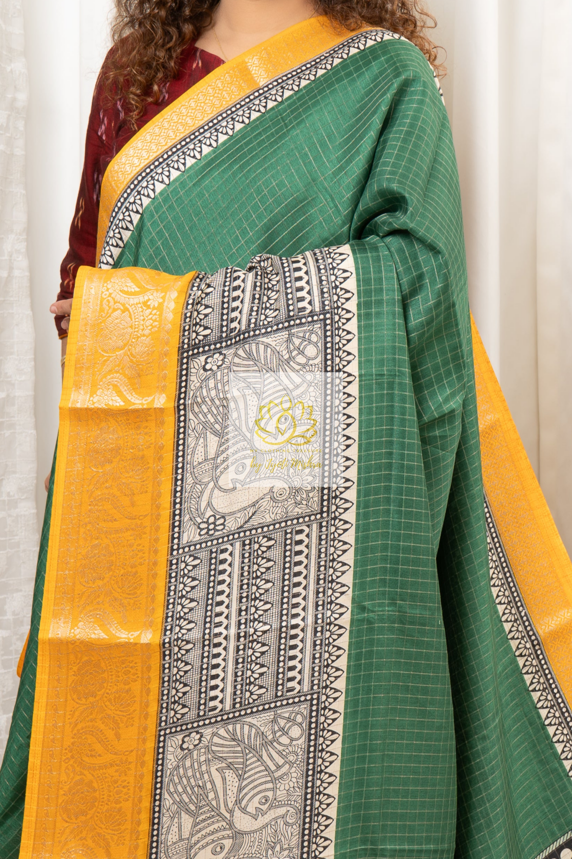 Zari Checks Dola Silk Saree - Green