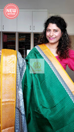 Load image into Gallery viewer, Zari Checks Dola Silk Saree - Green
