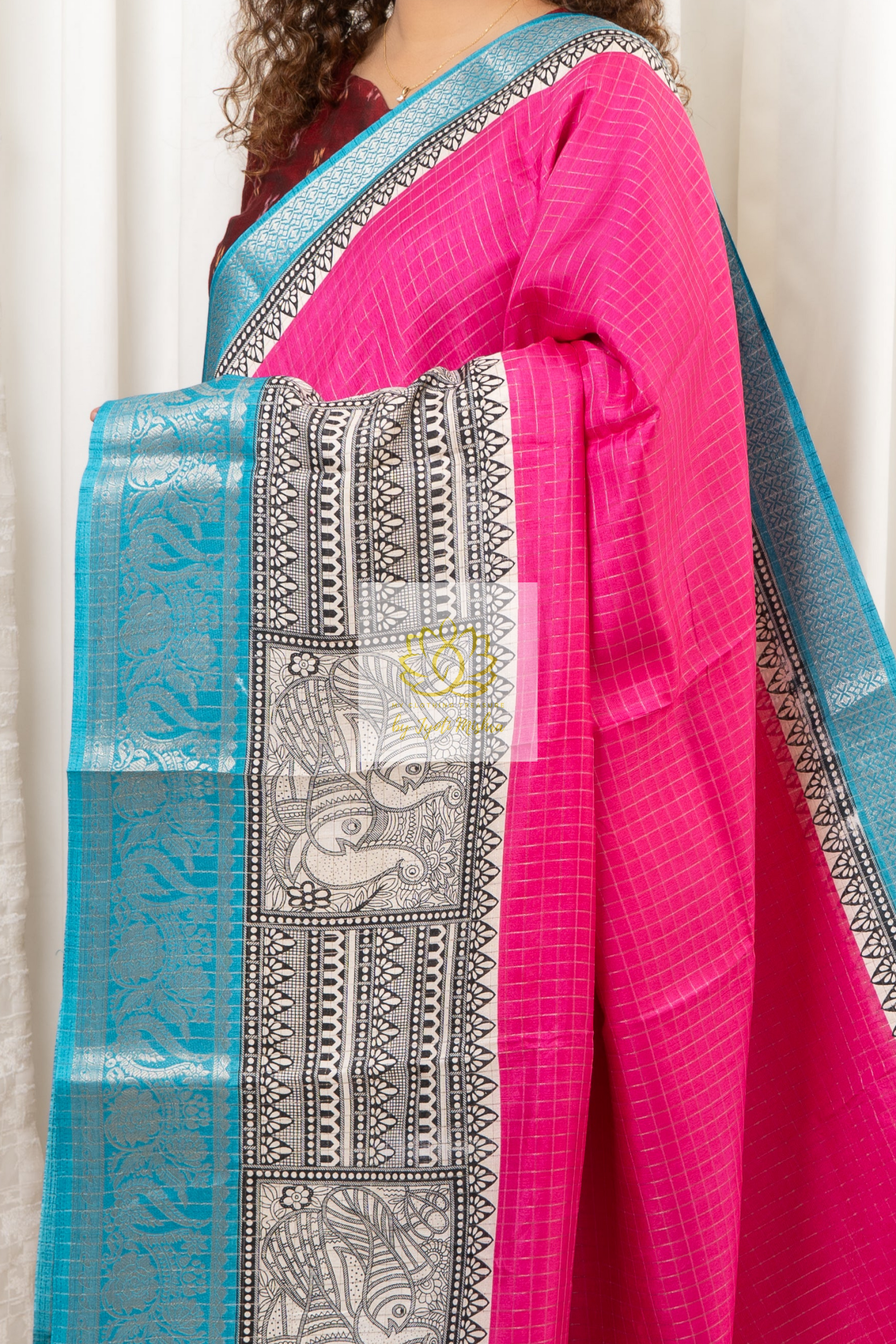 Zari Checks Dola Silk Saree - Pink