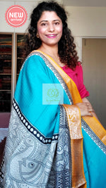 Load image into Gallery viewer, Zari Checks Dola Silk Saree - Turquoise
