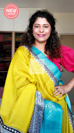 Load image into Gallery viewer, Zari Checks Dola Silk Saree - Yellow
