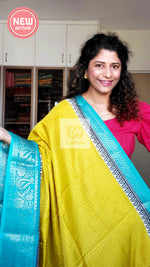 Load image into Gallery viewer, Zari Checks Dola Silk Saree - Yellow
