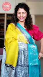 Load image into Gallery viewer, Zari Checks Dola Silk Saree - Yellow
