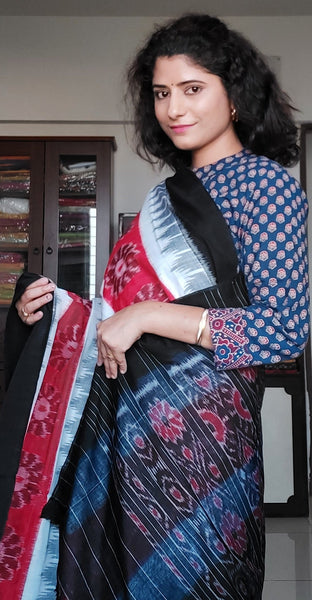 Buy Jaipuri Print Blocked Printed, Color Block, Dyed, Embroidered, Printed  Daily Wear Pure Cotton Black, White Sarees Online @ Best Price In India |  Flipkart.com