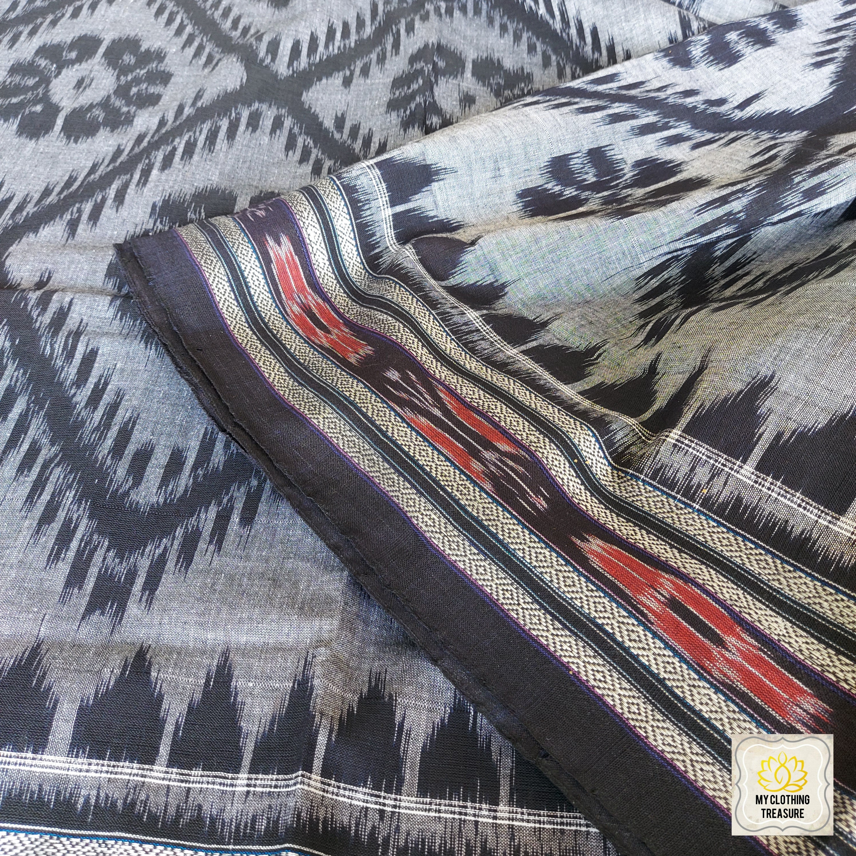 Khandua Cotton Saree - Grey