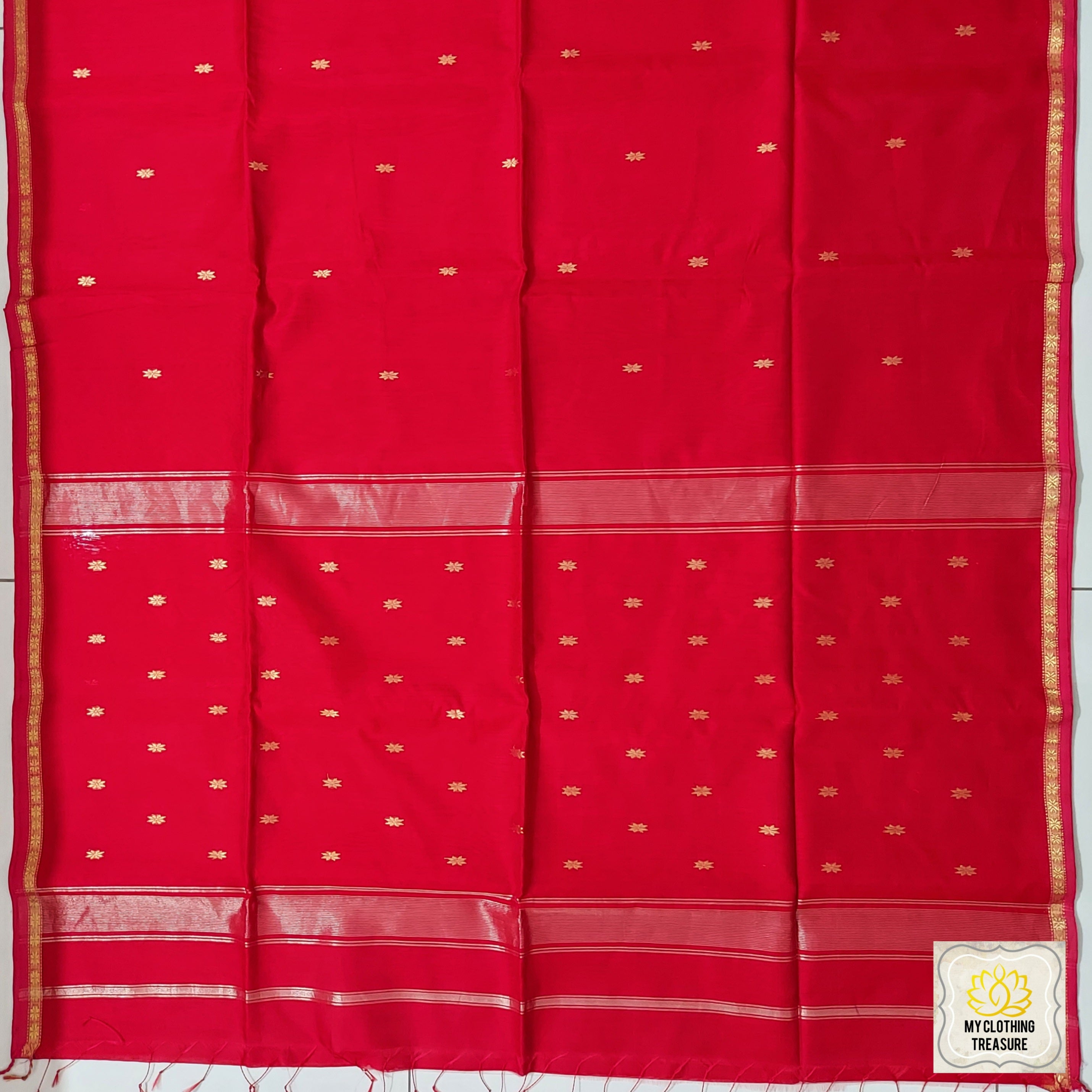 Maheshwari Silk Cotton Saree - Red