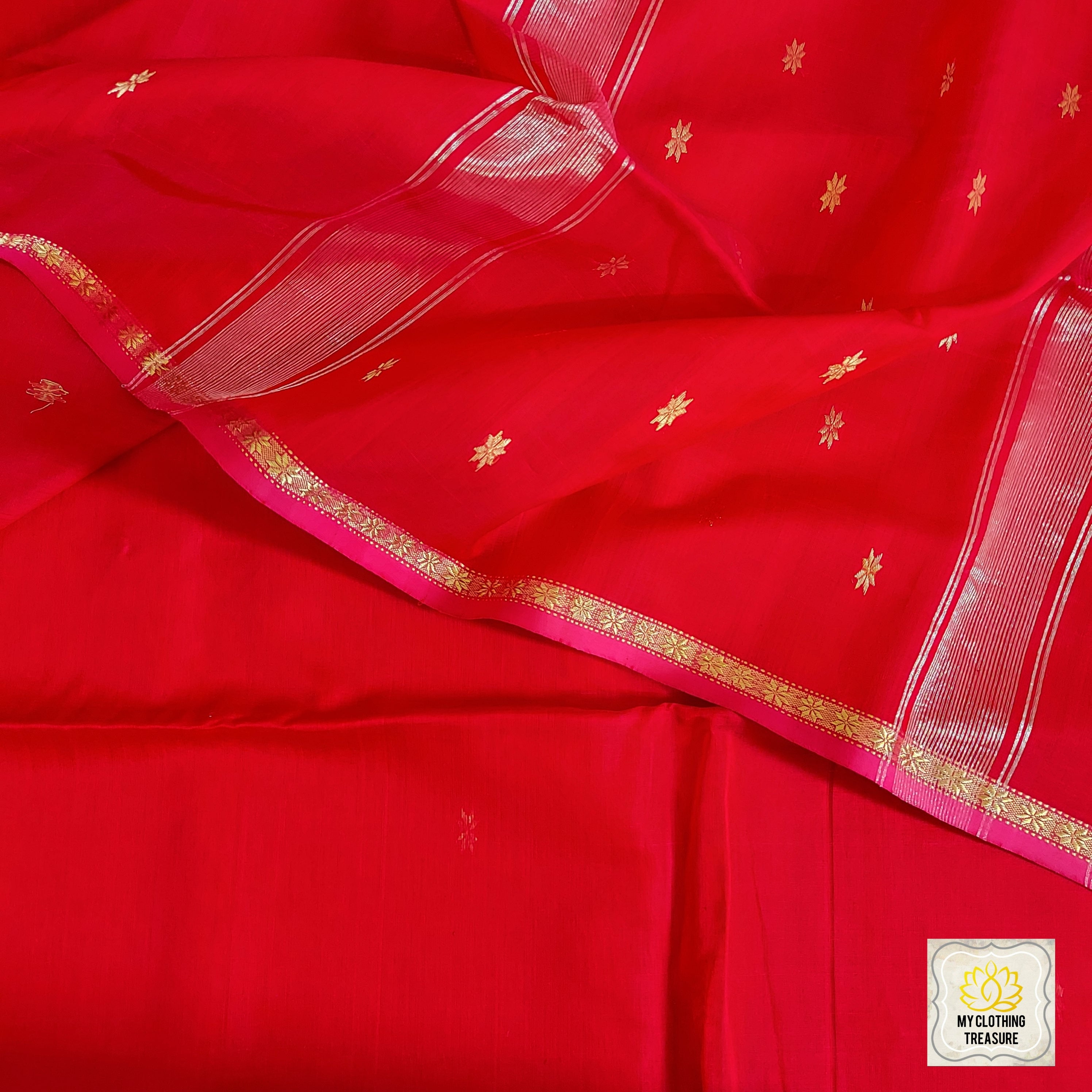 Maheshwari Silk Cotton Saree - Red