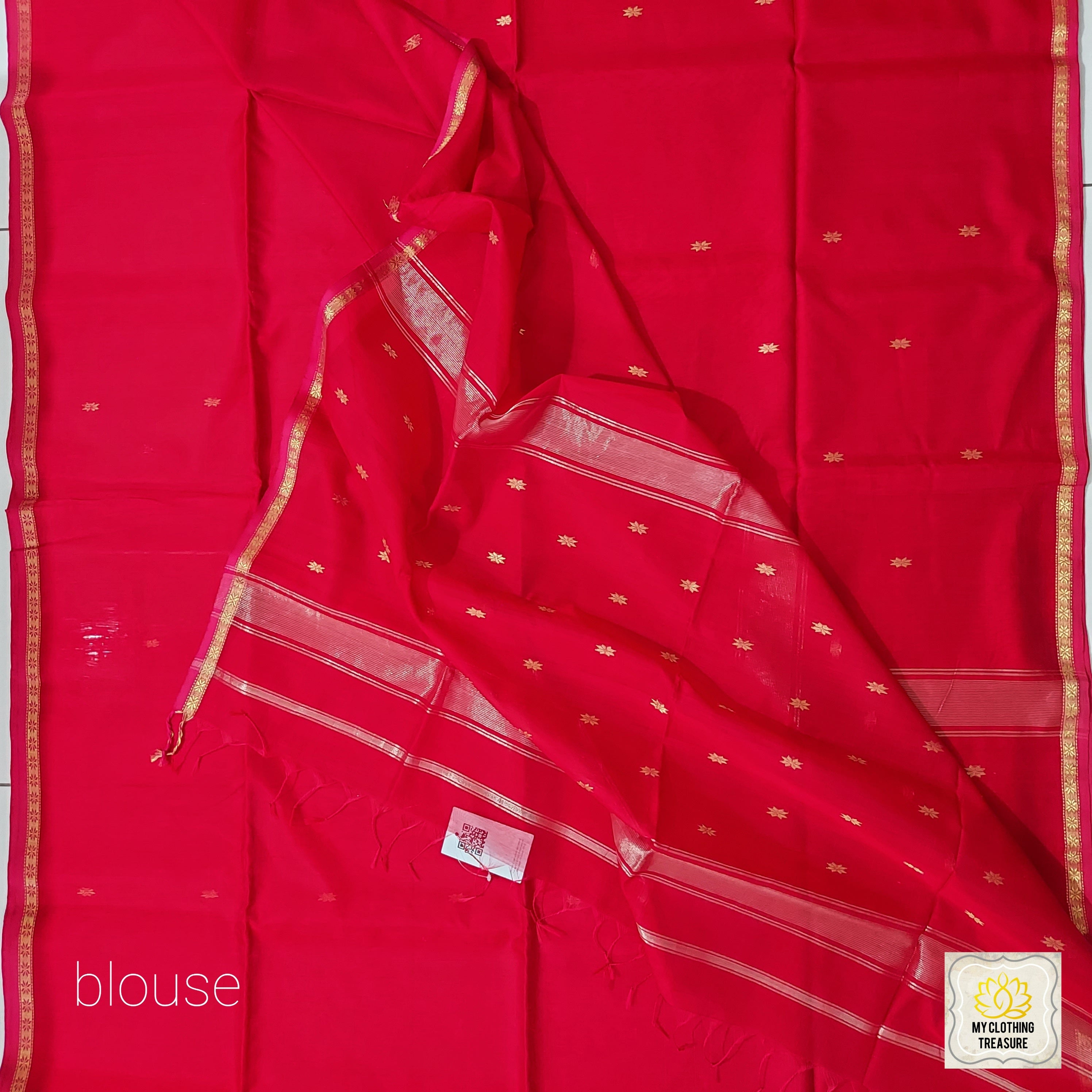 Maheshwari Silk Cotton Saree - Red