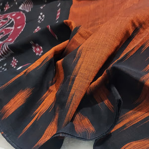 Kargil Cotton Saree- Rust Orange